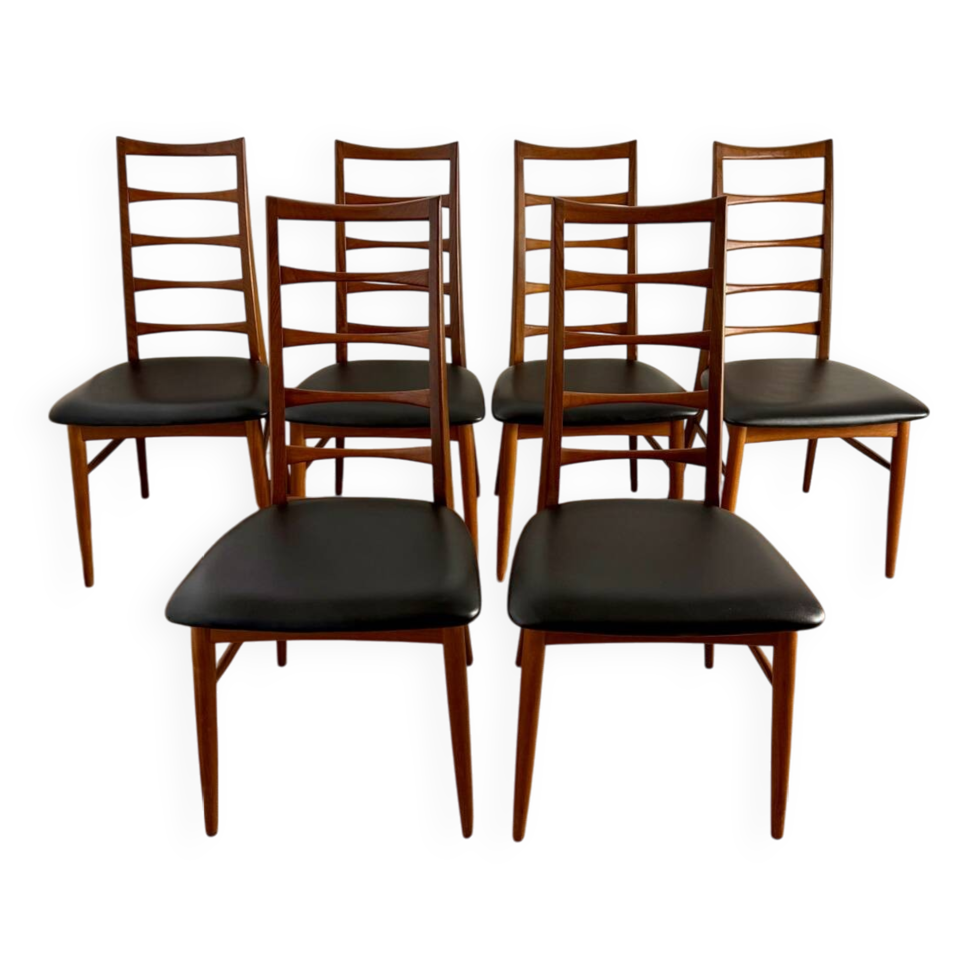 Set of 6 Scandinavian Teak Chairs by Niels Koefoeds, 1960s