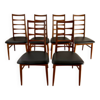 Ensemble de 6 Chaises Scandinaves en teck de Niels Koefoeds, Années 60