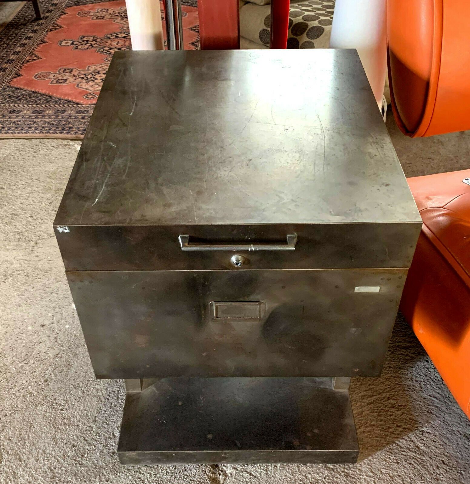 Industrial design rare furniture binder Val-Rex in brushed steel around 1940