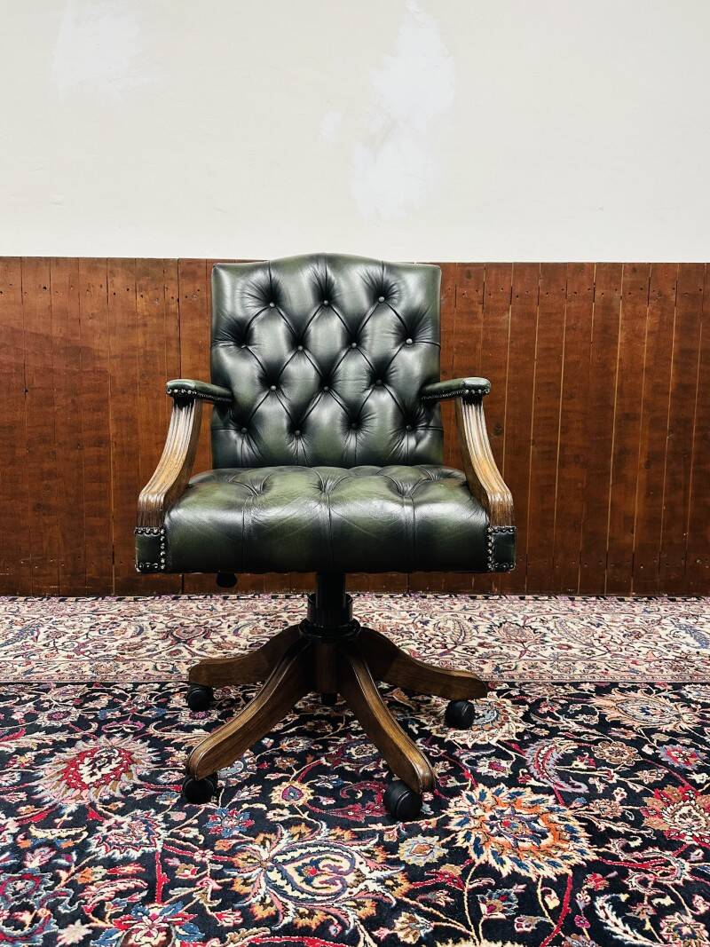 Chaise de bureau classique chesterfield president chair verte