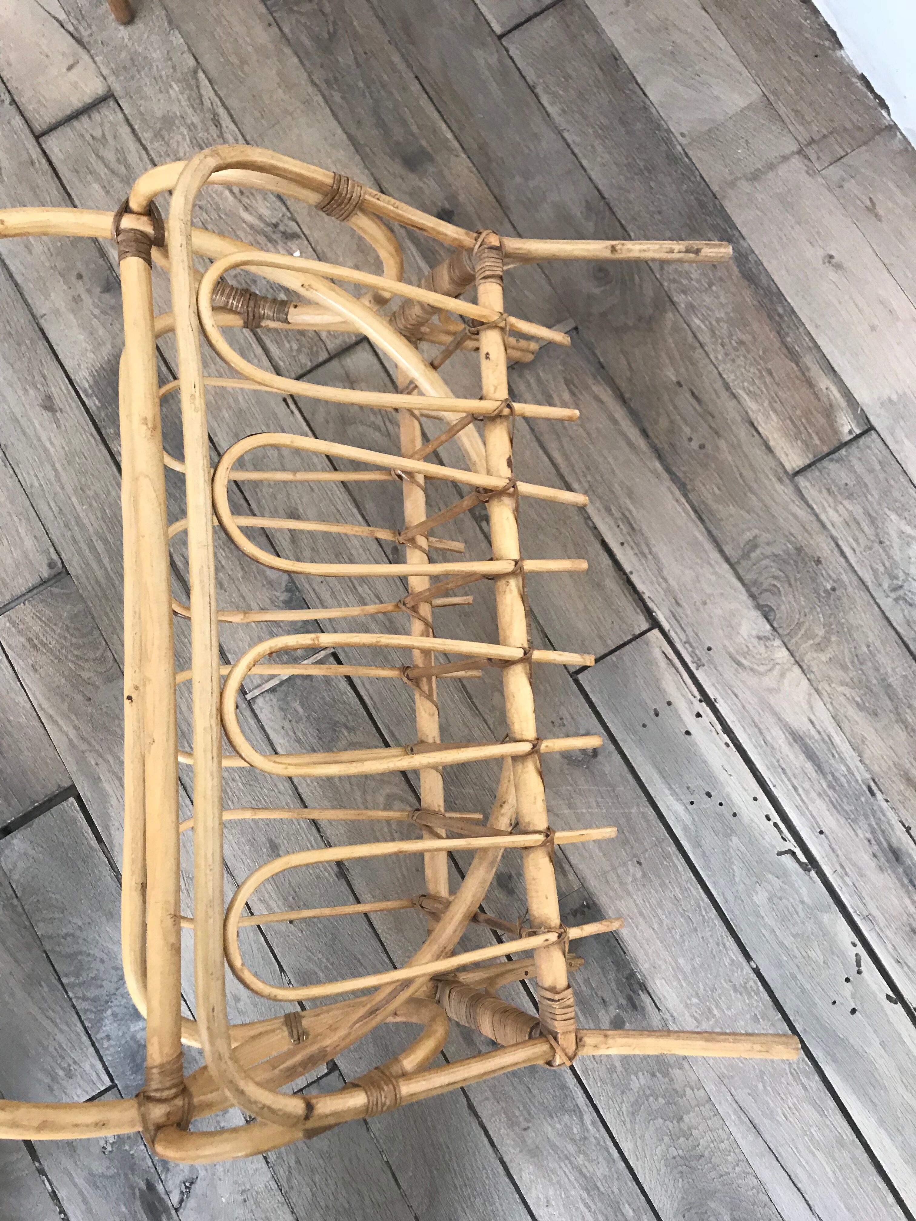 Vintage rattan magazine rack