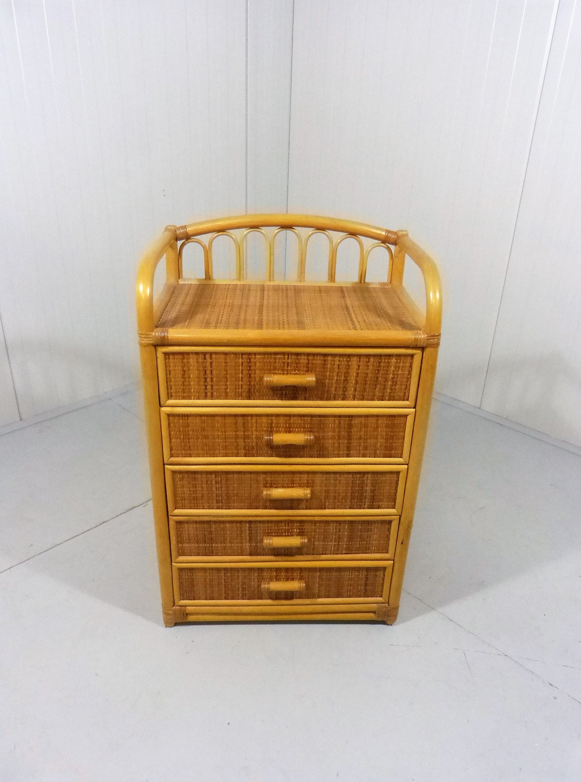 Rattan & wicker chest of drawers, 1980’s