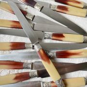 12 vintage Pradel stainless steel bakelite knives