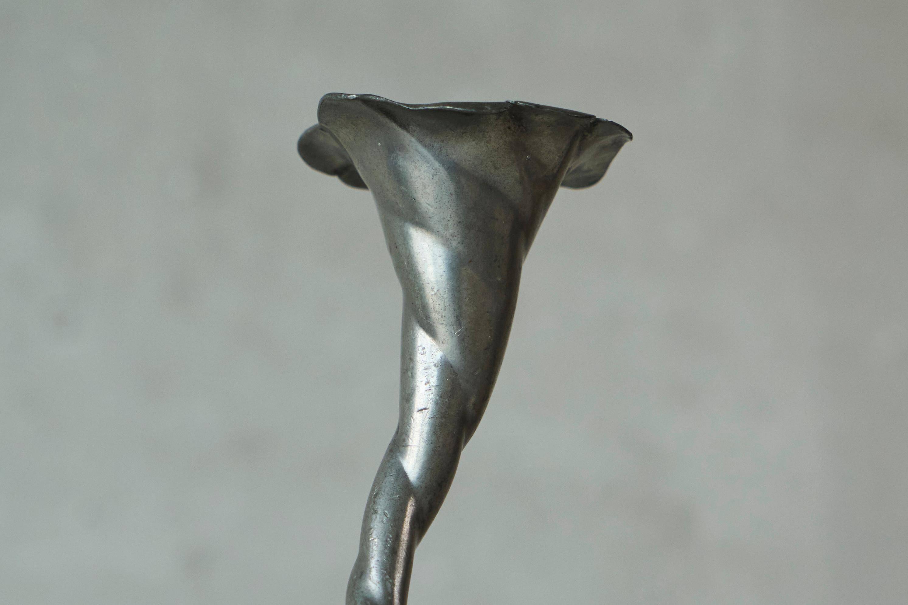 Art Nouveau chandelier sculptural in tin around 1900