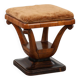 Art Deco Walnut Stool with Original Fabric, Italy 1920s