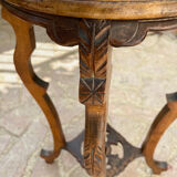 Old harness in wood with marble top