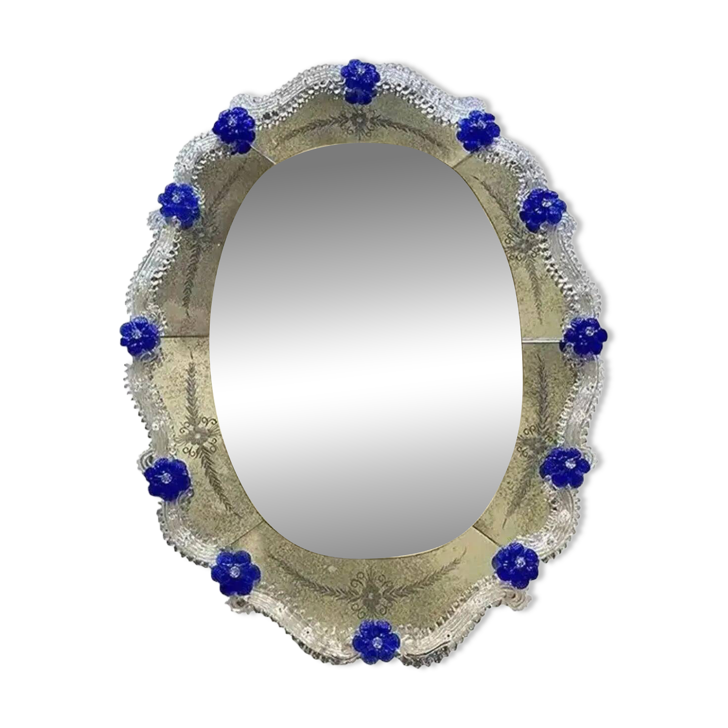 Vintage Simoeng Hand-Carved Venetian Oval Mirror
