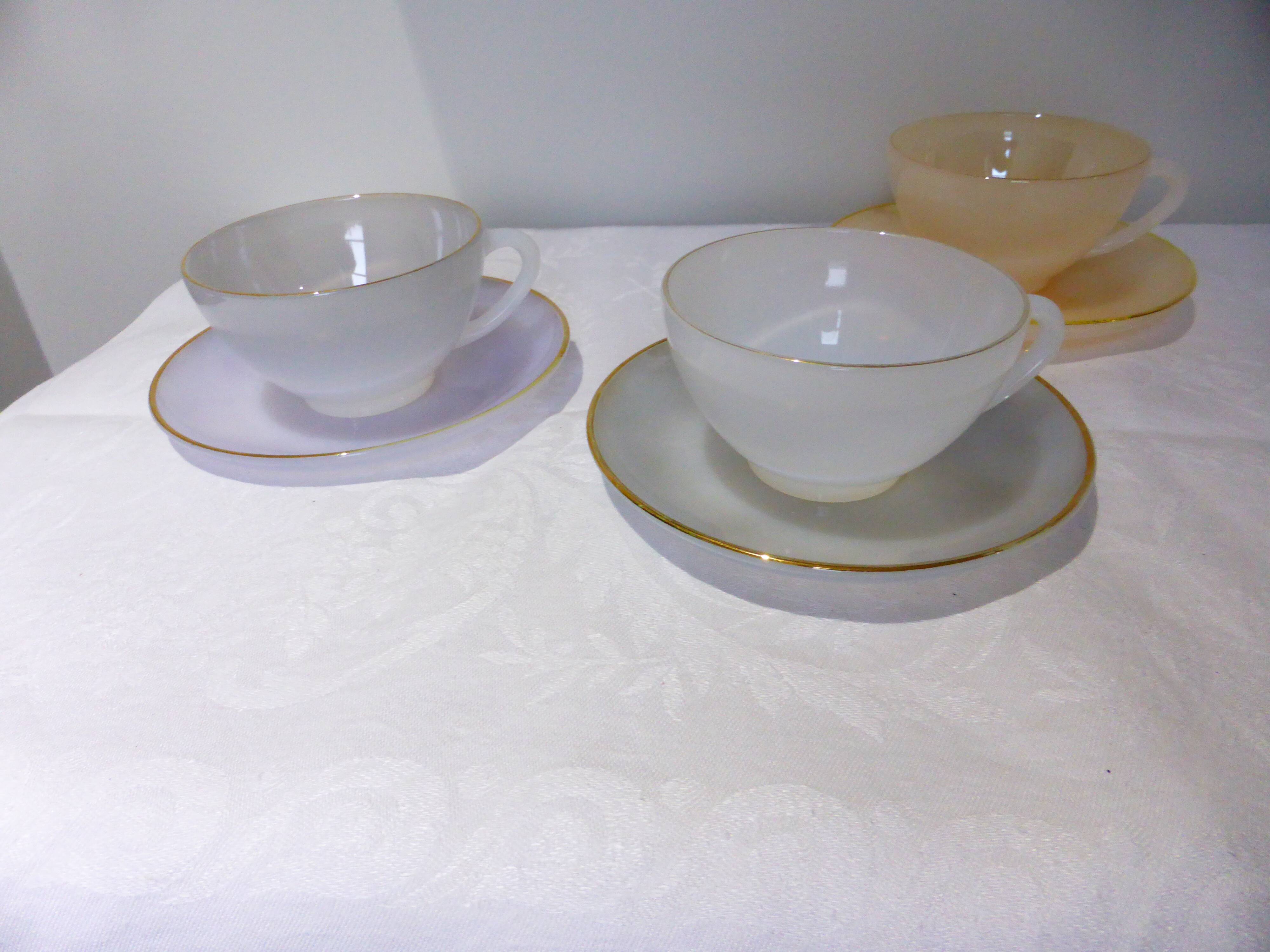 3 vintage Harlequin tea or chocolate cups and saucers 211291