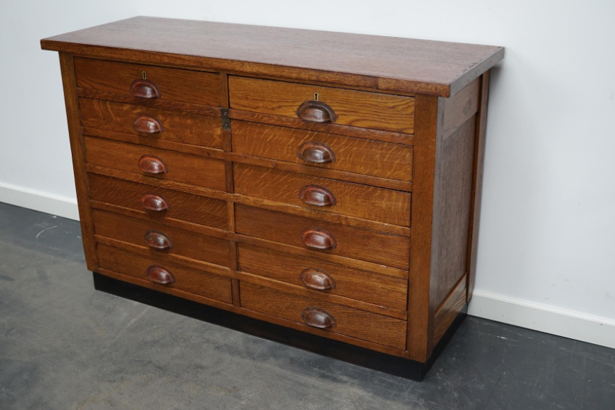 Dutch apothecary furniture in oak mid-twentieth century