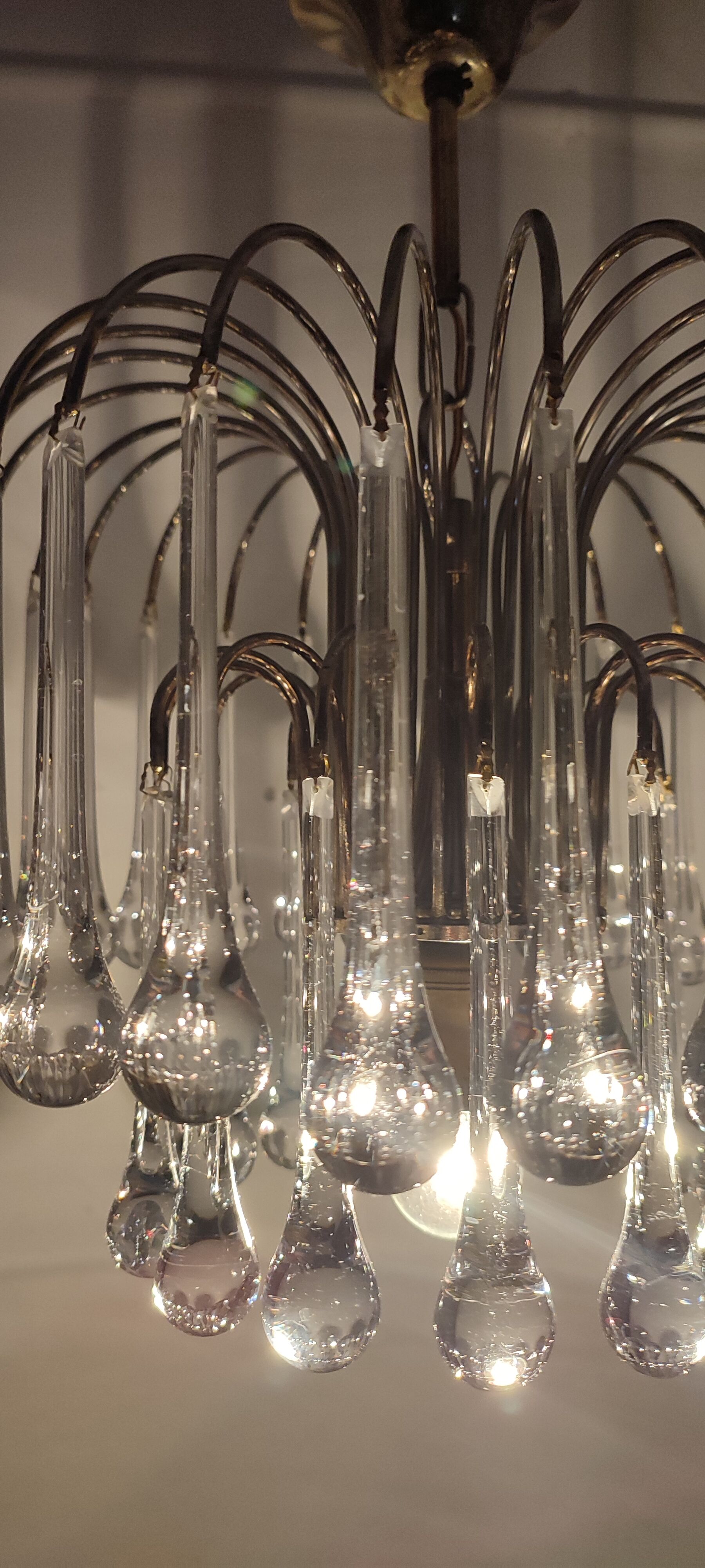 Ceiling lamp "Venini" of crystals. Italy 1970s