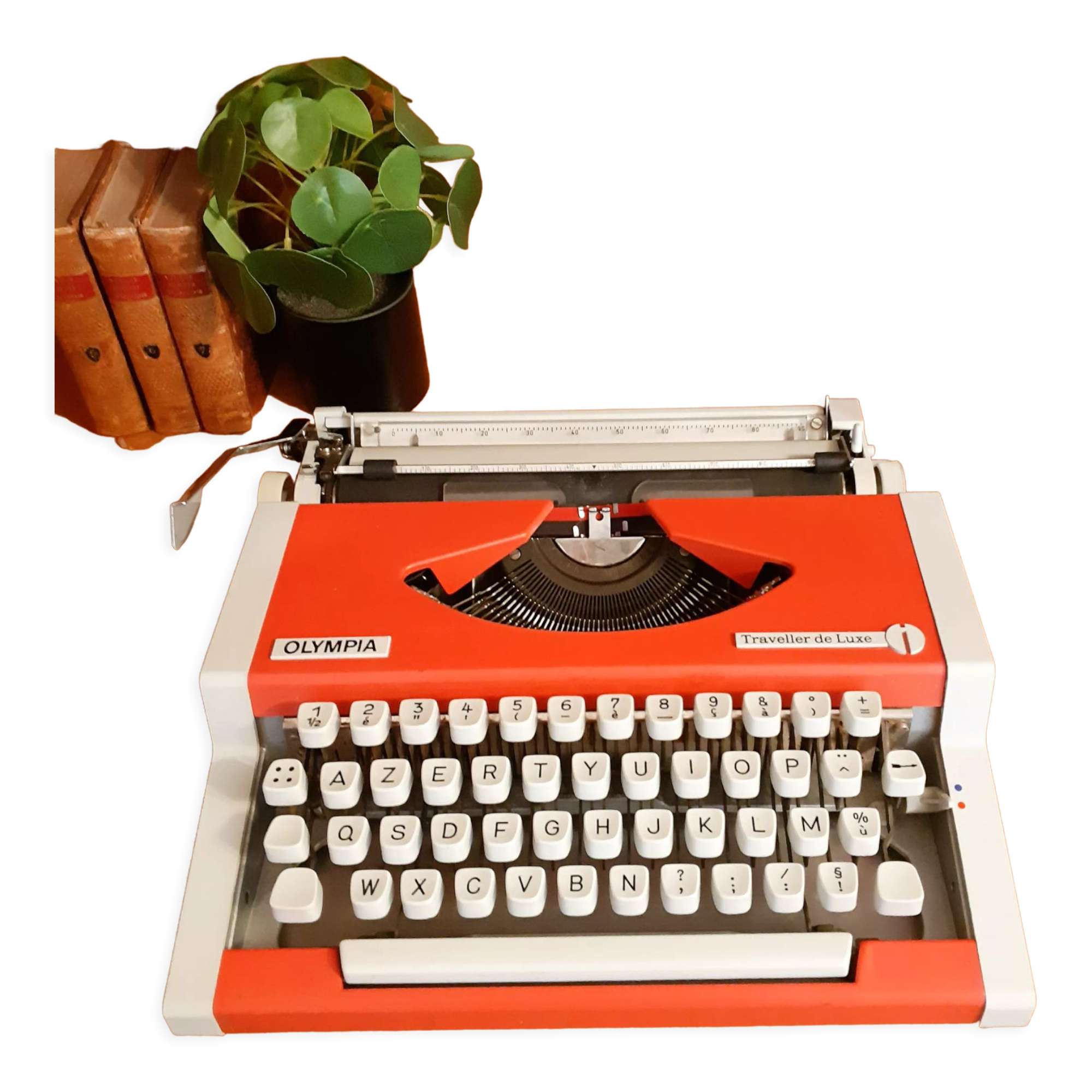 Portable typewriter " Olympia traveller de luxe " , red , in working order