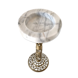 White marble ashtray on brass stand