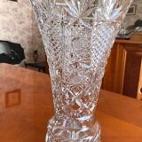 Cut crystal vase on foot