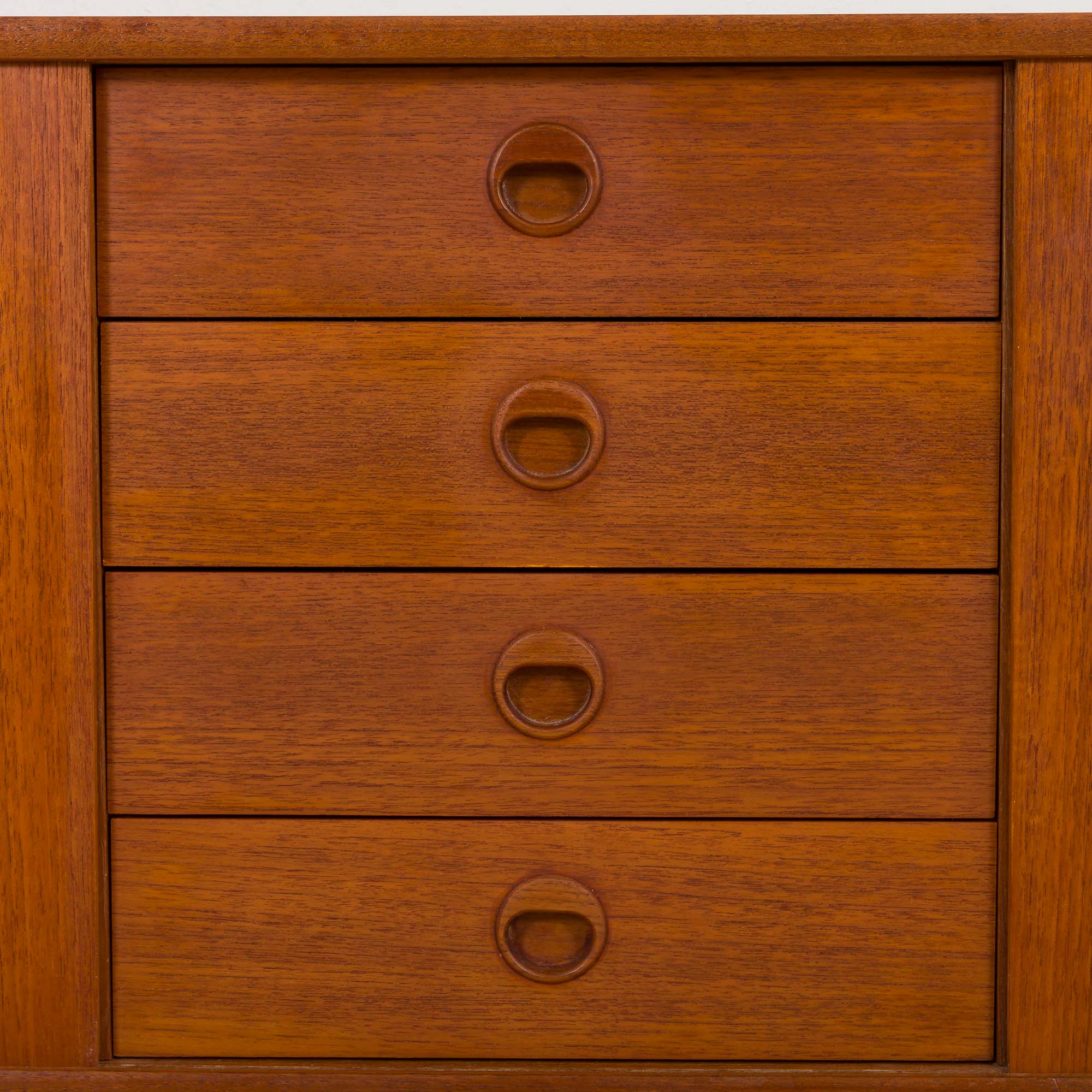Ergo Wall Unit in teak with floating sideboard and a shelf by J. Texmon for Blindheim Møbelfabrikk