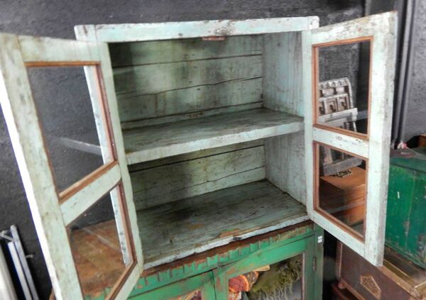 Buffet Petit Meuble Vitrine  Teck Piece Originale Inde