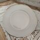 Set of 6 small white porcelain dinner plates with gold trim