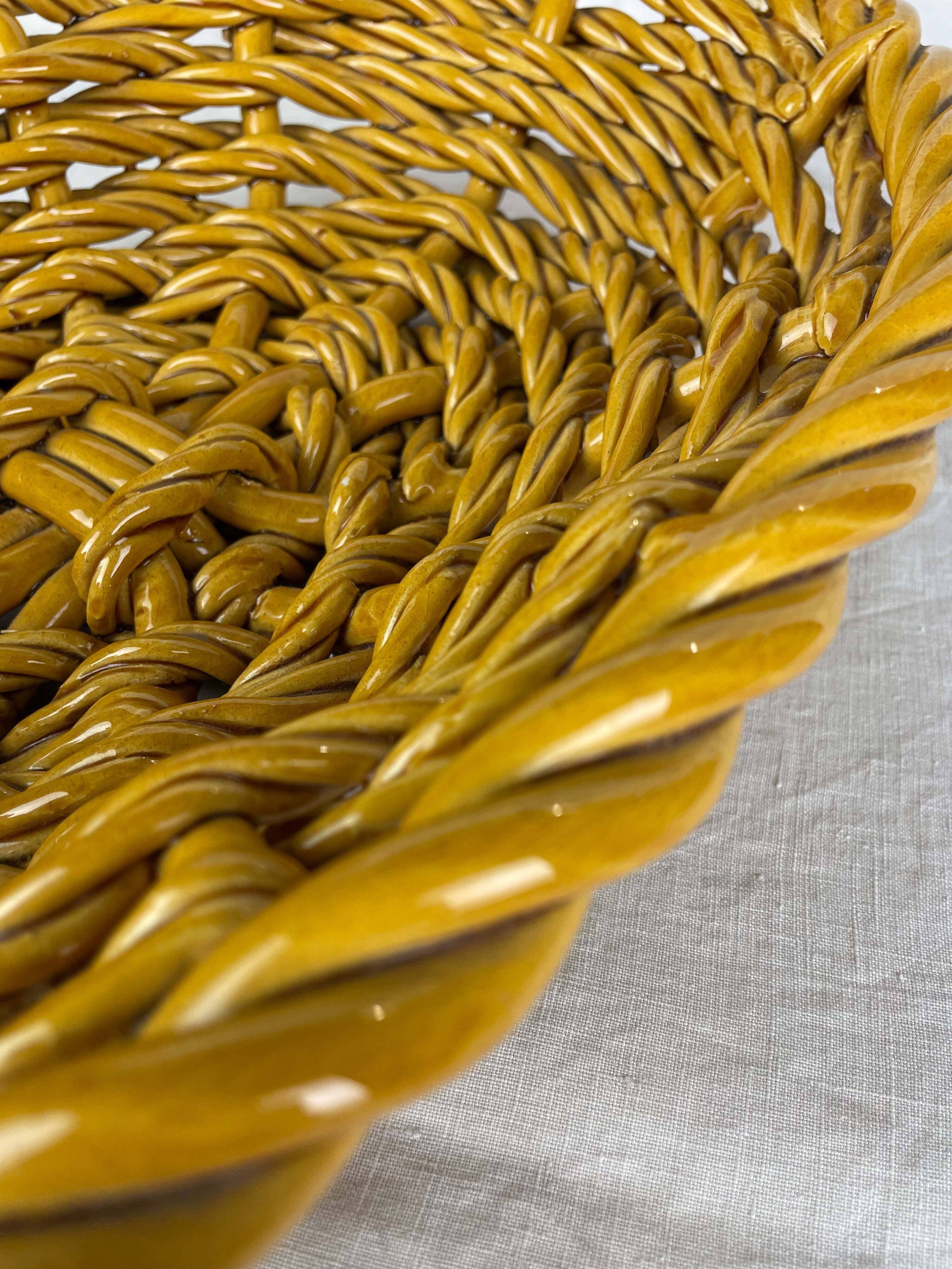 Ocher-colored ceramic basket