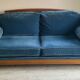 Jean Roche Vintage Wood and Velvet Sofa
