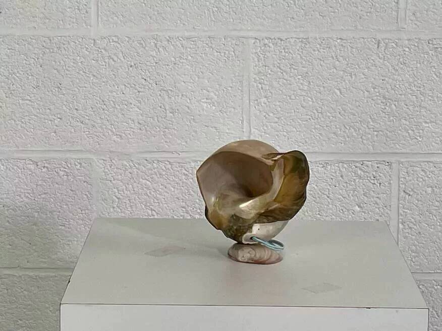 Antique lamp made of mother-of-pearl.