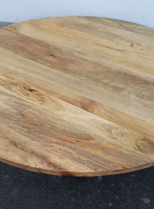 Table ronde en bois pied en métal