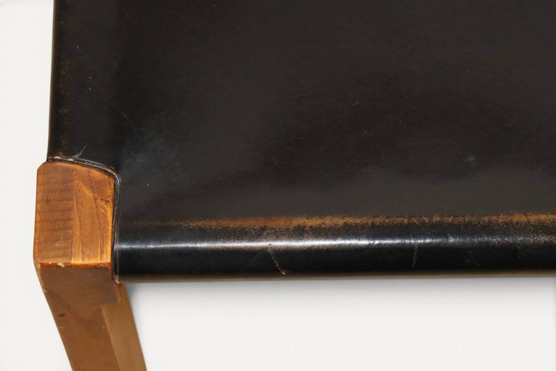Chair S24 by Pierre Chapo – Solid elm and black leather – 1970