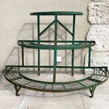 Porte plante demi-lune en fer forgé vert 1930