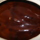 Ceramic fruit cup of vallauris jasped colors red tones brown leaf shape