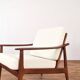 Mid-Century Danish Wood & Linen Lounge Chairs, Set of 2, 1960s.