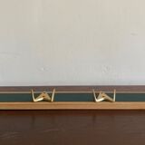 70s wall coat rack with brass hooks