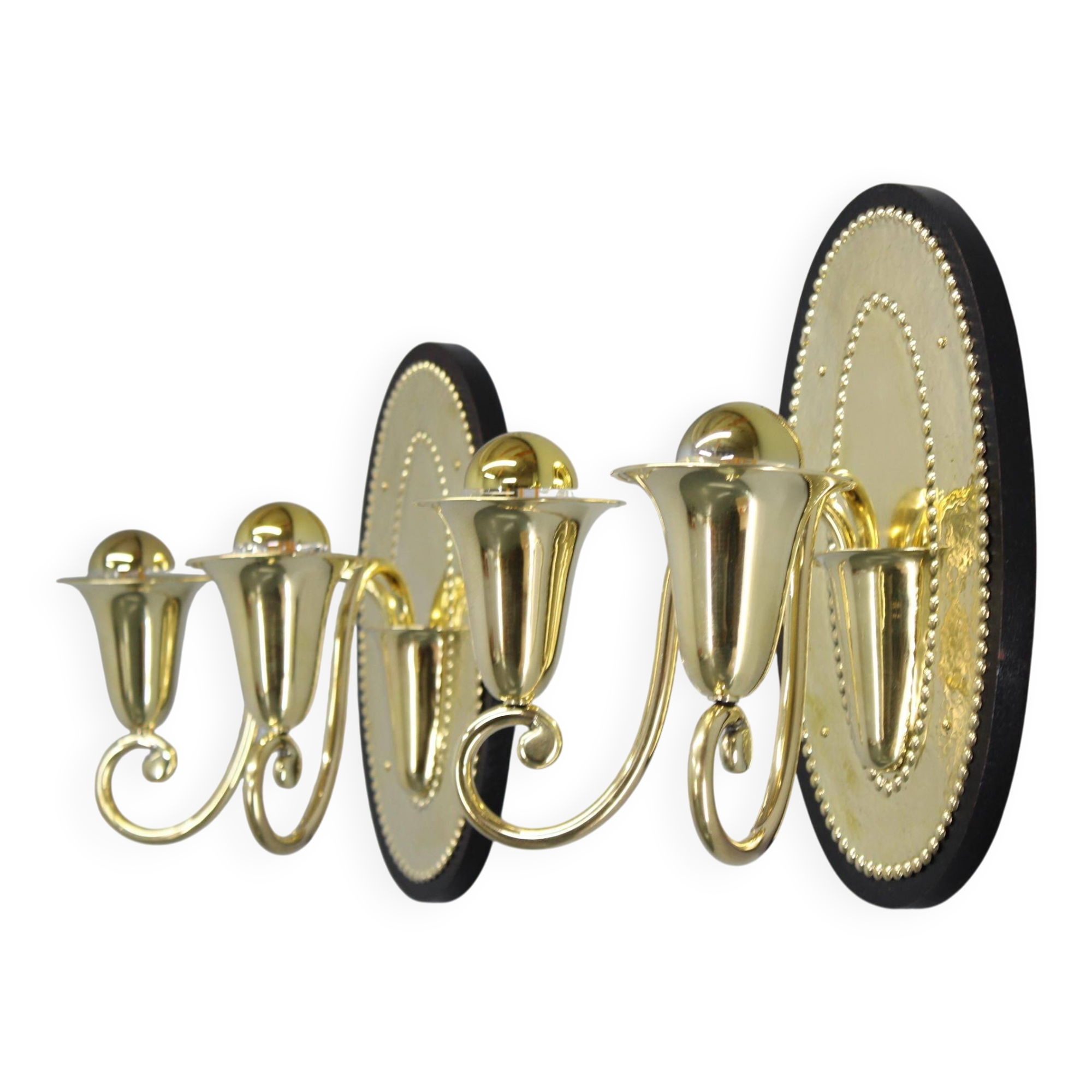 Art Nouveau brass wall sconces Hoffmann style, 1920s