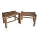 Set of 2 wood and straw stools