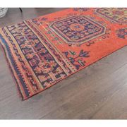 1980s Vintage Turkish Hand-Knotted Floral Runner 82x346
