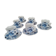 Set of 6 coffee cups and 6 sub-cups in white earthenware blue floral décor
