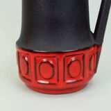 1960s vintage scheurich VASE model 411-25 matte brown glaze red pattern