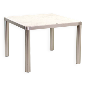 Table à manger Artifort Dutch Design en marbre blanc et aluminium par Kho Liang
