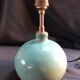 Pied de lampe en céramique émaillée bleu canard