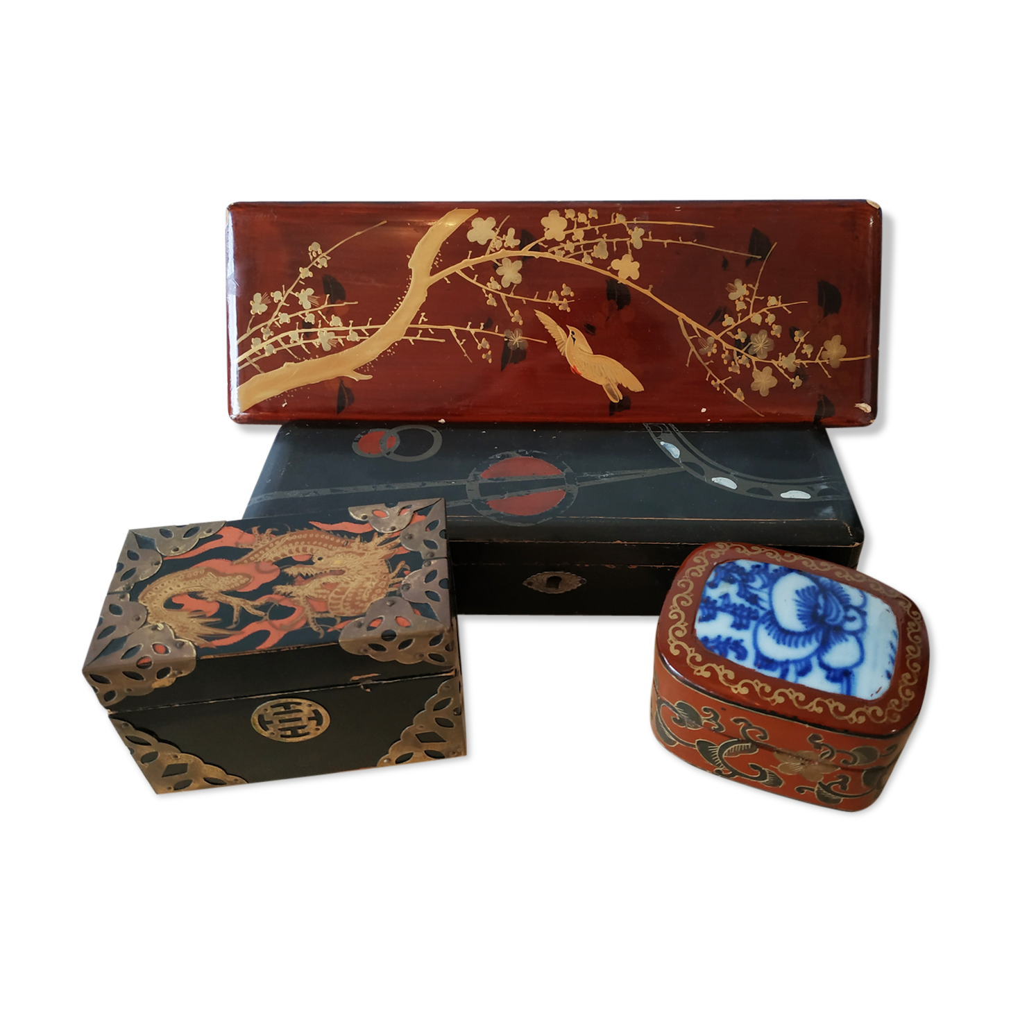 4 boîtes - Chine et laque Japon