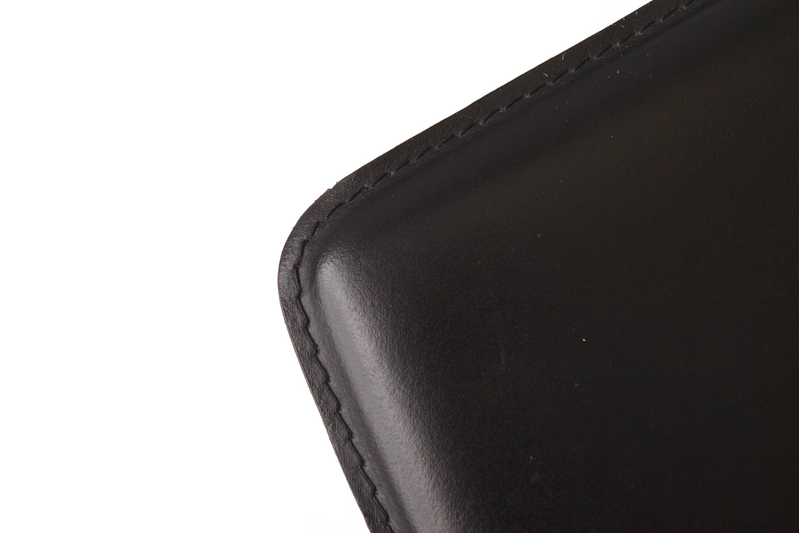 Set of 4 Italian Chairs by DAL1923, 1980s, Elm Wood, Black Faux Leather