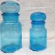 Paire bocaux verre bleu