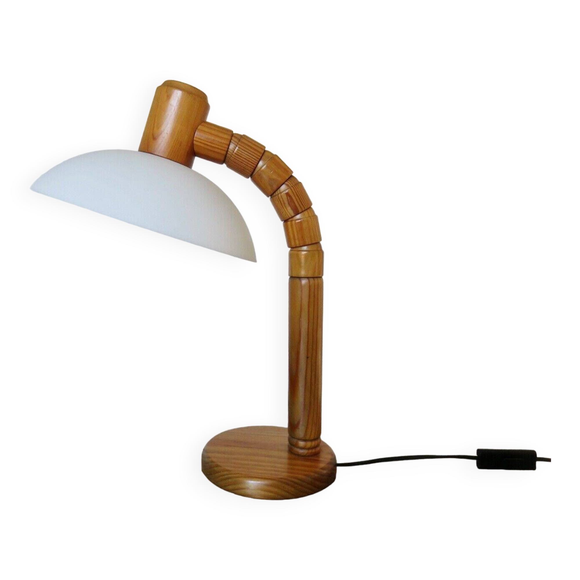 Scandinavian articulated lamp in pine and plastic 1970
