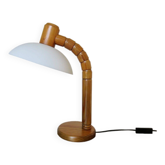 Scandinavian articulated lamp in pine and plastic 1970