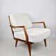 Club white ivory bouclé lounge chair, 1970s