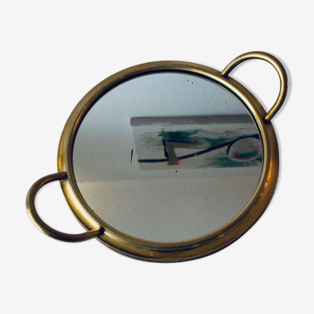 Plateau miroir vintage en laiton