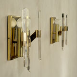 Pair of wall lamps in glass and gilded metal Sciolari