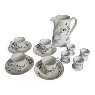 Service petit-déjeuner Pillivuyt & Cie – 1900, 13 pièces, modèle fleuri