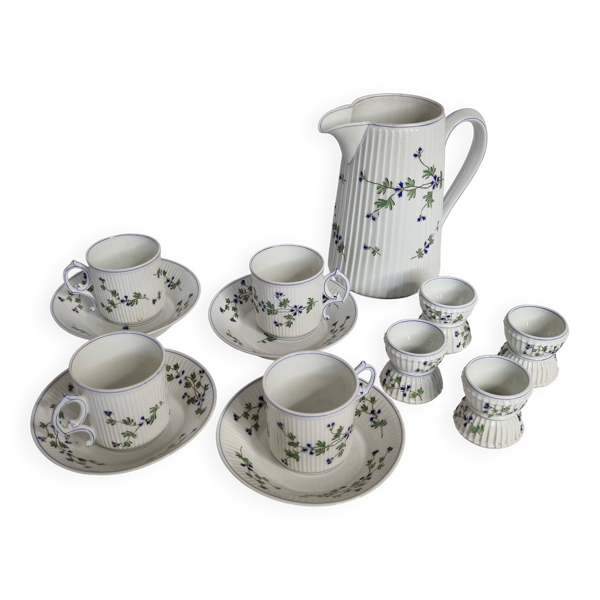 Service petit-déjeuner Pillivuyt & Cie – 1900, 13 pièces, modèle fleuri