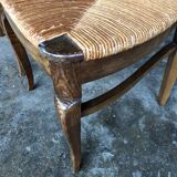 Dining chairs with rush made of oak wood, France 1950s, Set of 6