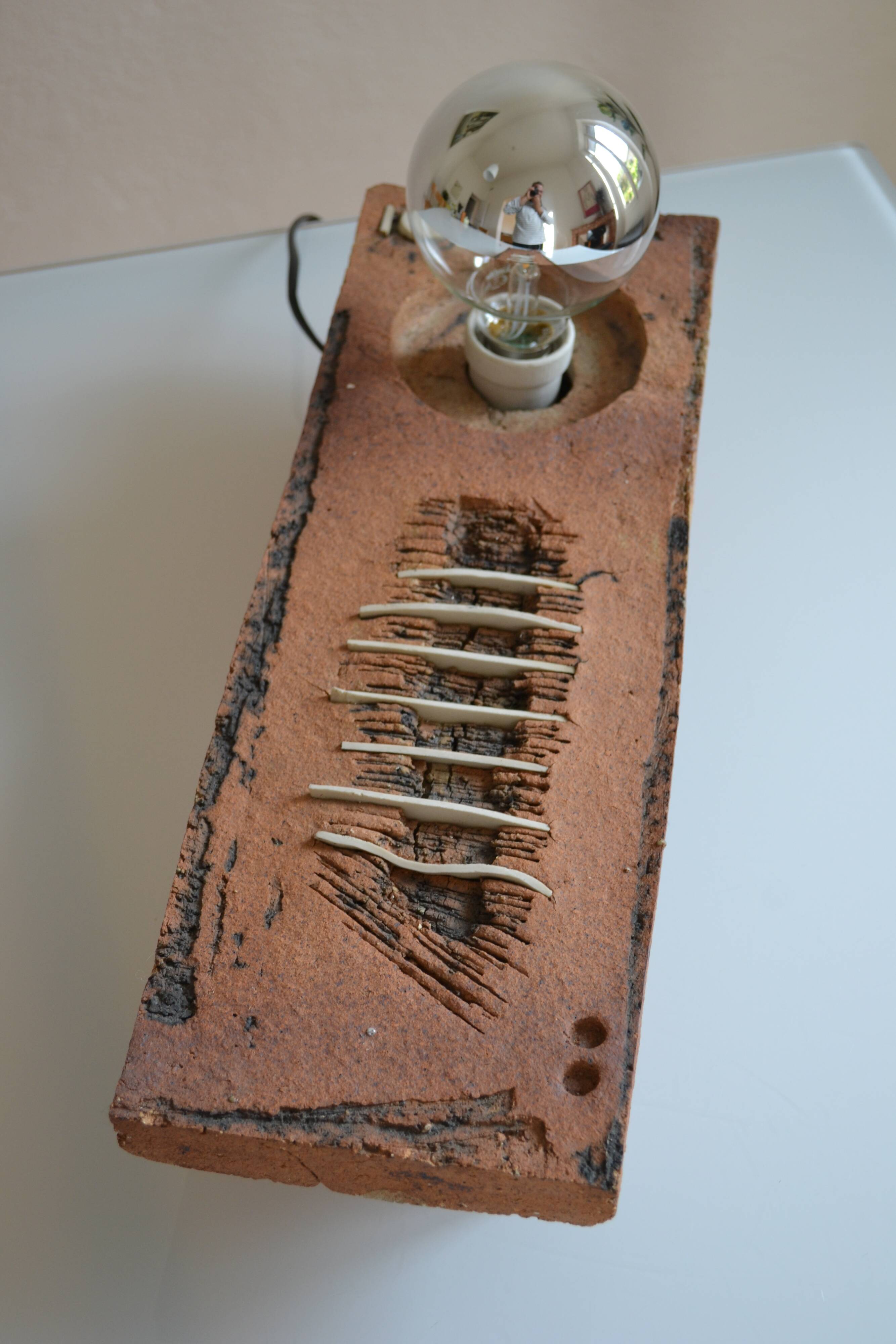 Vintage 1970s Brutalist Modernist Ceramic Table Lamp