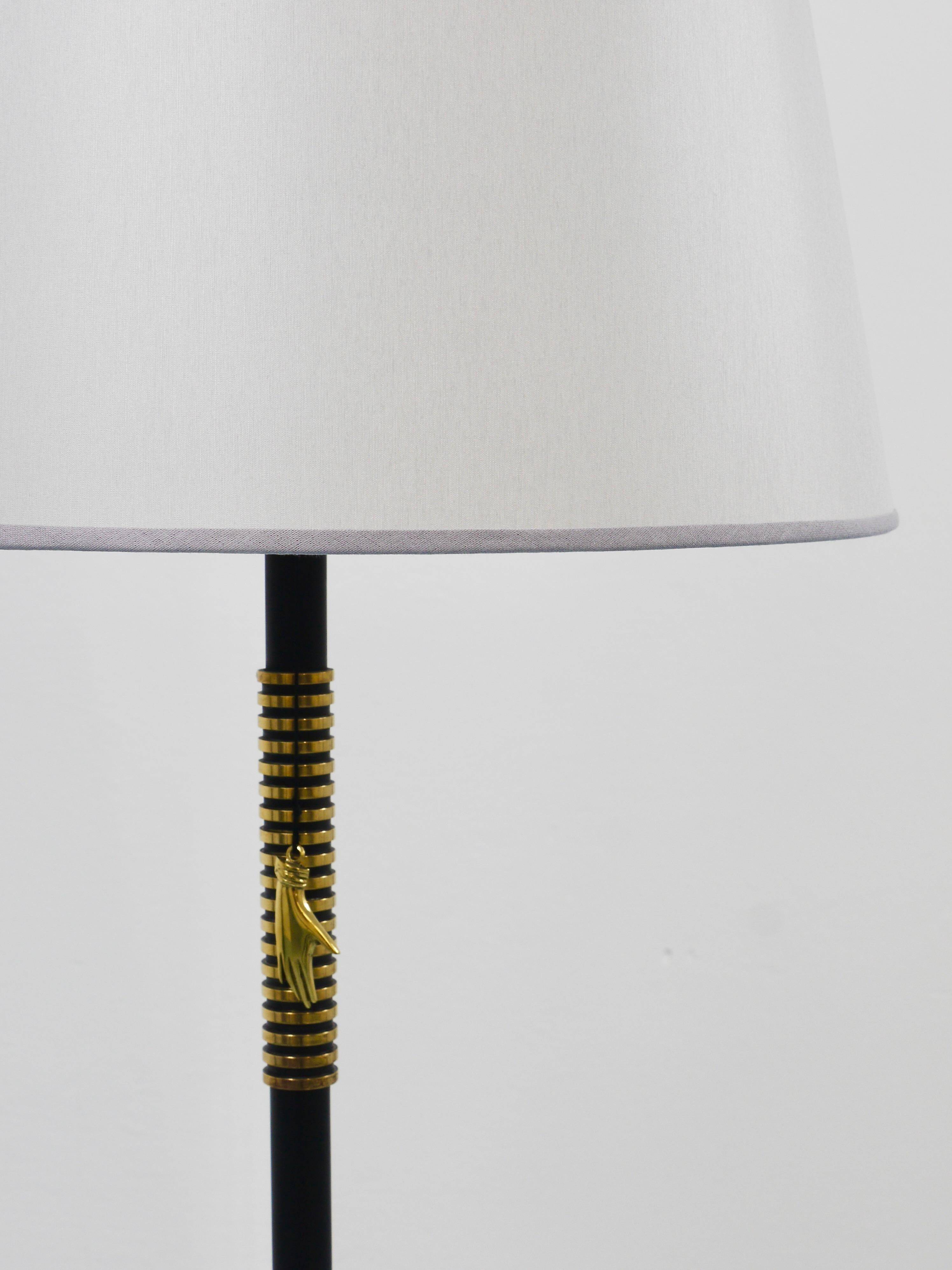 Mid-Century brass floor lamp by Rupert Nikoll, manual switch by Carl Aubock, Austria, 1950.