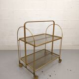 Desserte vintage doré et plexi pliante circa 1960